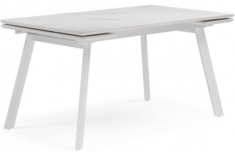 Керамический стол Норман 140 (200) х 80 белый мрамор alpin white / snow white / белый