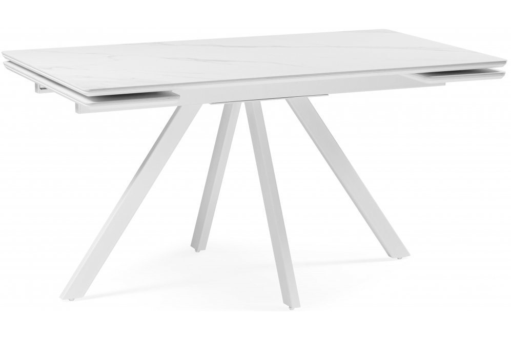 Керамический стол Вилли 140 (200) х 80 белый мрамор alpin white / snow white / белый