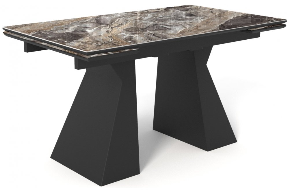 Керамический стол Денхольм 200(260)х100 черный кварц / черный