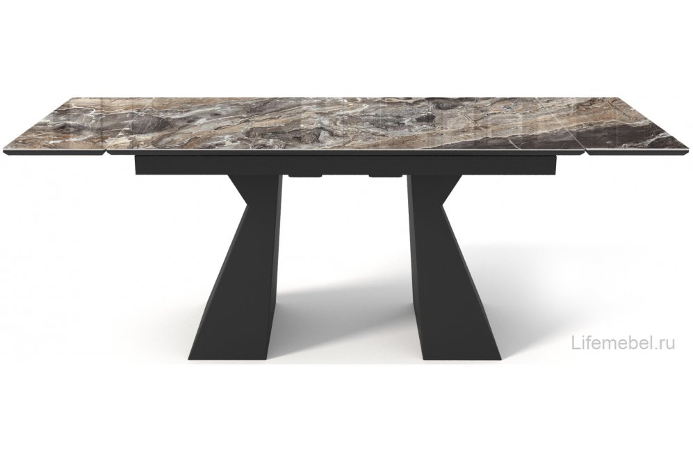 Керамический стол Денхольм 200(260)х100 черный кварц / черный