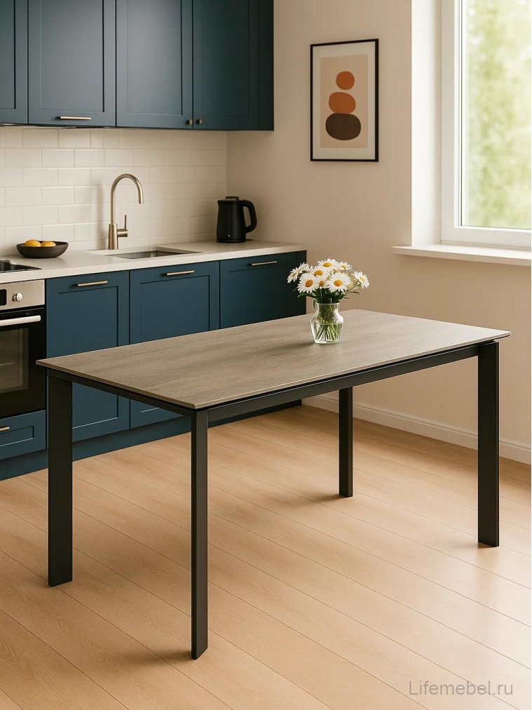 Керамический стол Cremona 140 KL-61 итальянская керамика под дерево / черный 