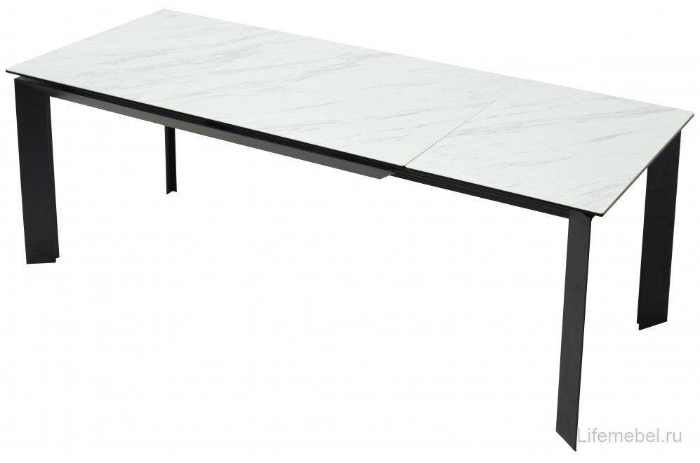 Керамический стол Cremona 140 KL-99 белый мрамор матовый / итальянская керамика / черный