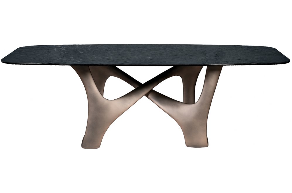 Деревянный стол Фьюжн черный / бронза