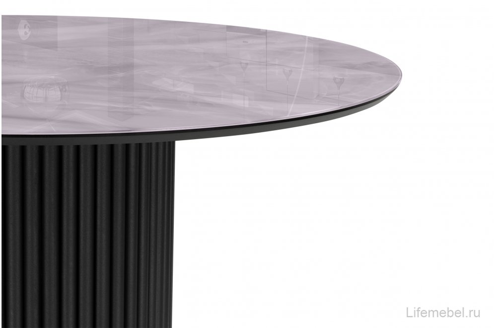 Стеклянный стол Барел 110 серый мрамор / черный