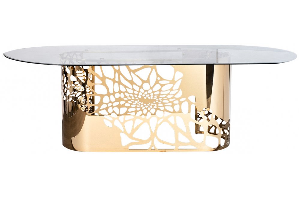Стеклянный стол Асл прозрачный / золото