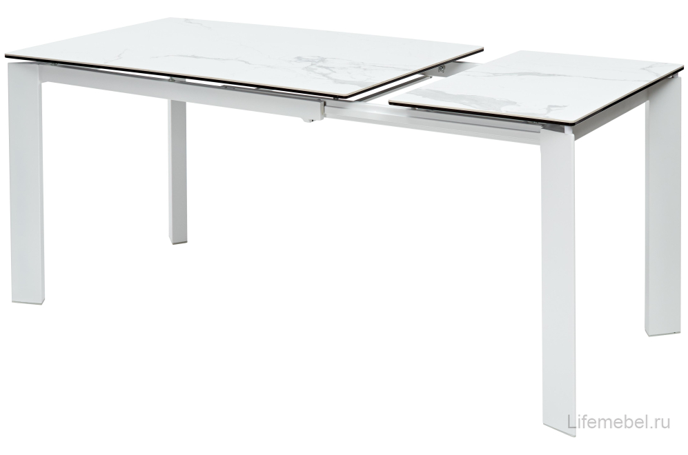 Стеклянный стол Corner 120 matte statuario белый мрамор матовый / белый