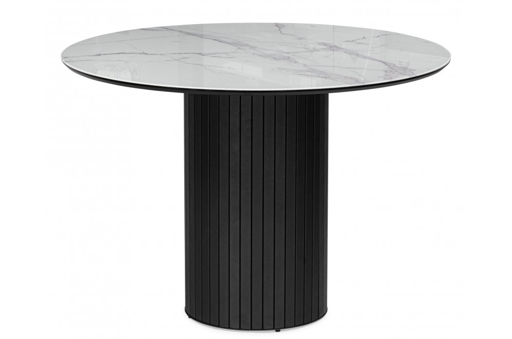 Стеклянный стол Гравент 110 кристл белый мрамор / черный