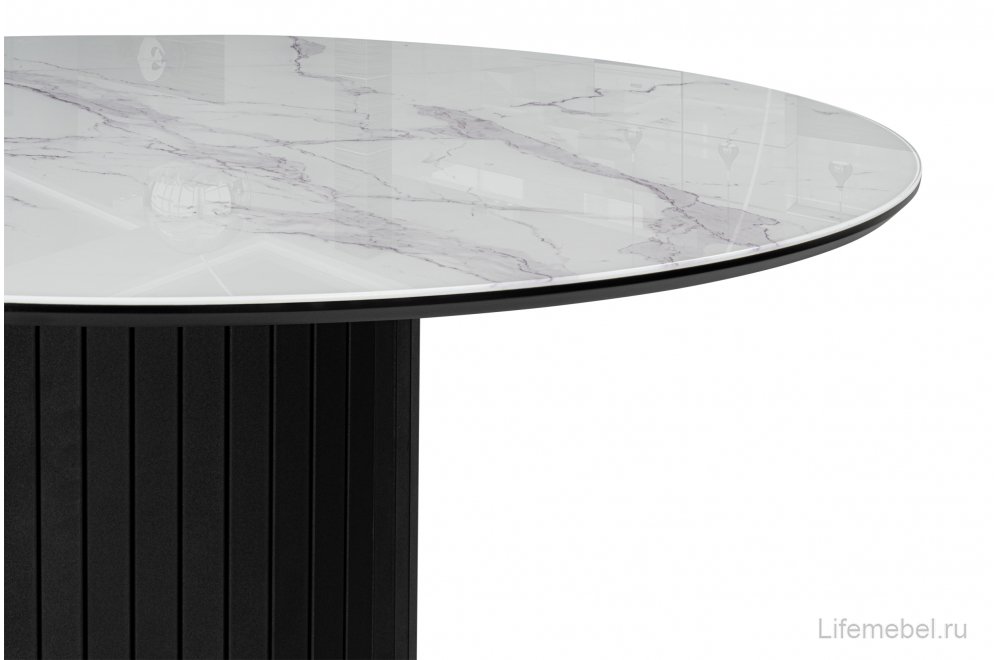Стеклянный стол Гравент 110 кристл белый мрамор / черный