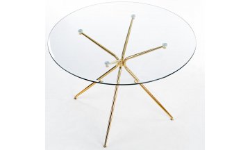 Стеклянный стол Rondo прозрачный / золотой