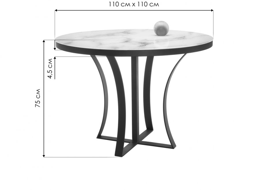 Стеклянный стол Нейтон белый мрамор / золото