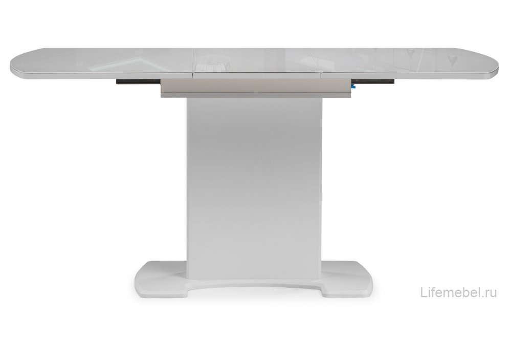Стол на тумбе Палмер 120(160)х80х75 белое стекло / белый