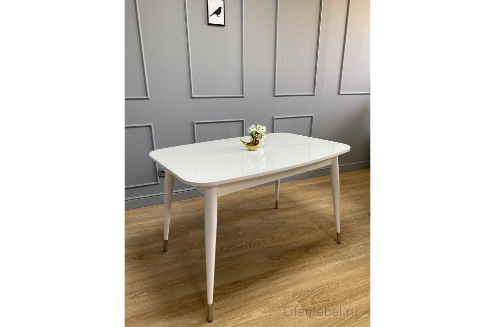 Стеклянный стол K1200 белый глянец / белый