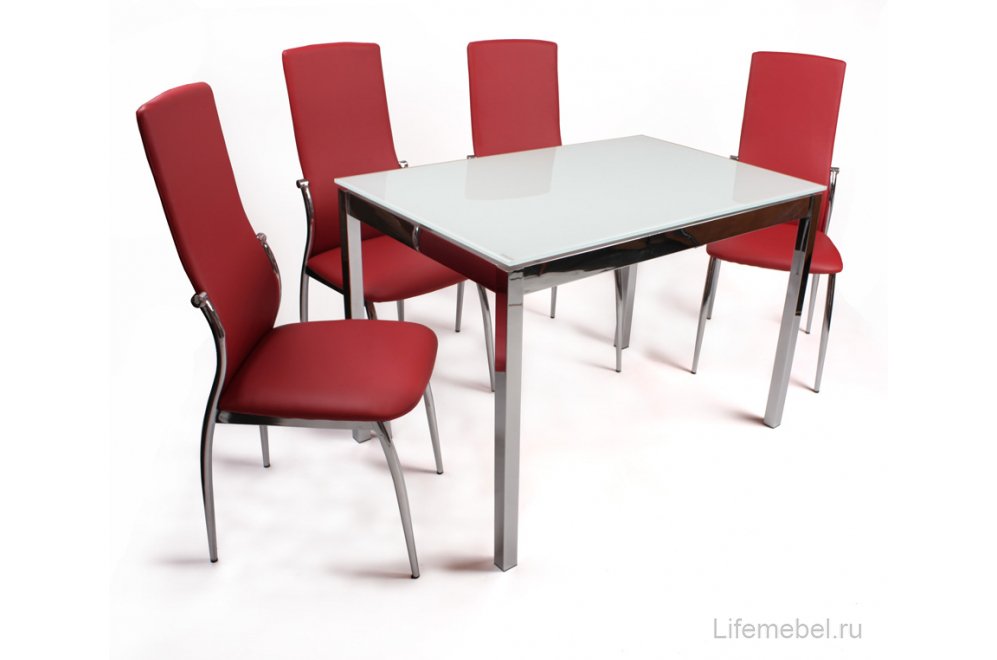 стол 1114 с красными стульями 1340