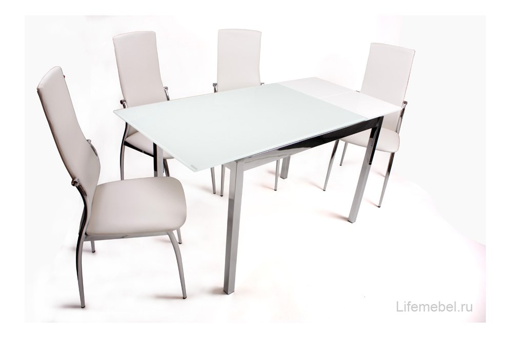 стол 1114 с белыми стульями 1340