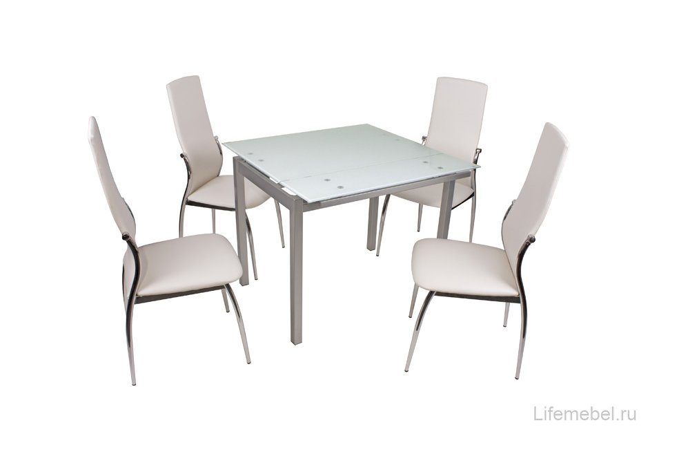 стол 1130 с белыми стульями 1340