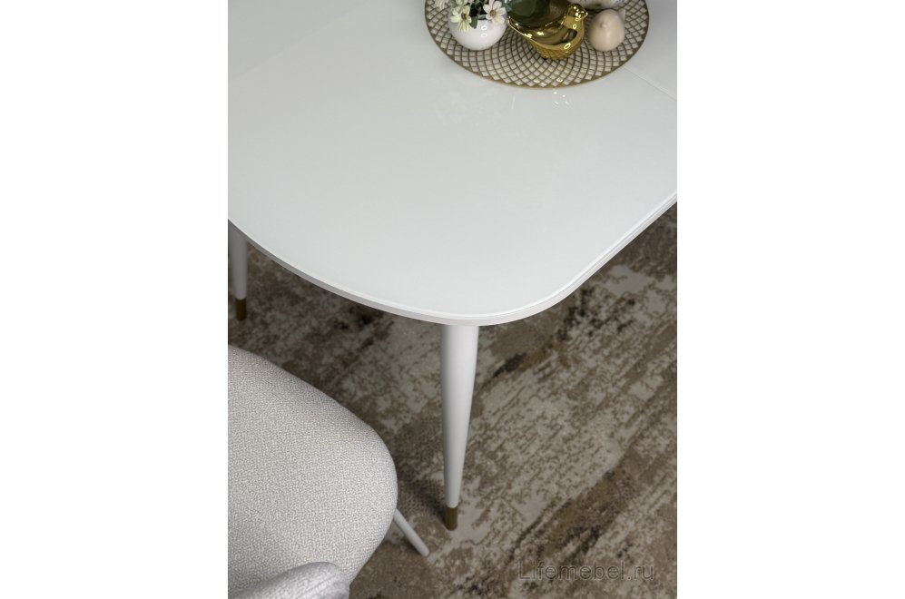 Стол 1300K белый / стекло белое глянец