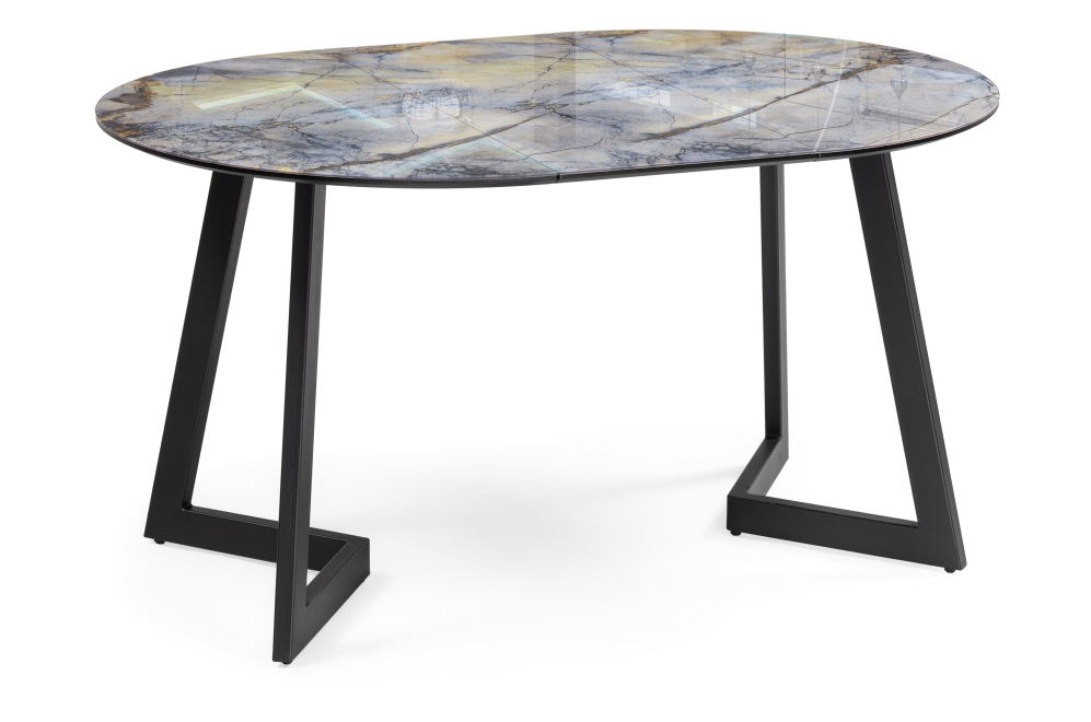 Стеклянный стол Алингсос 100(140)х100х76 магеллан / черный