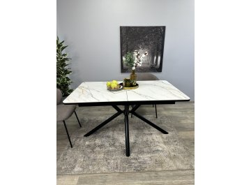 Обеденный стол KENNER DM1400 черный/керамика золотая