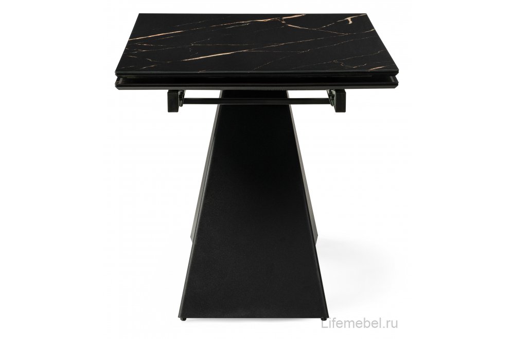 Стеклянный стол Торвальд 140(200)х80х77 обсидиан / черный