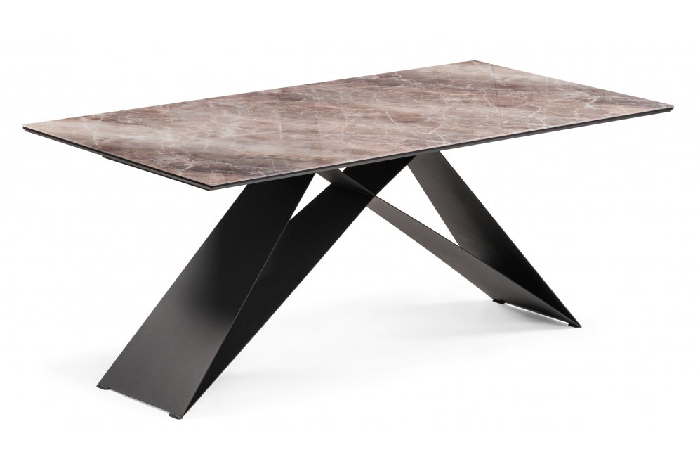 Стеклянный стол Ноттингем 180х90х74 карелия / черный