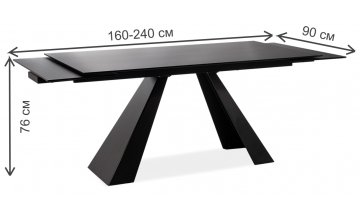 Стеклянный стол Salvadore 160 160-240/90/76 черный матовый / черный матовый