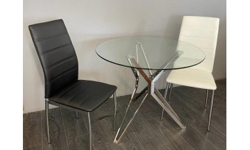 Стеклянный стол Матью 90 хром