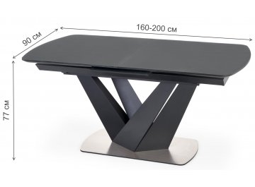 Обеденный стол Patrizio 160-200/90/77 темно-серый / черный