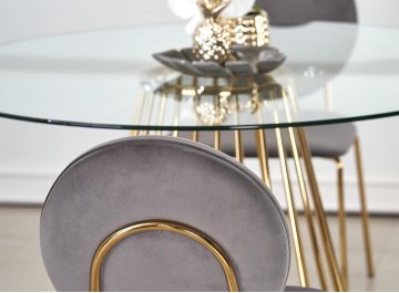 Обеденный стол Пул 120/75 прозрачный / золотой