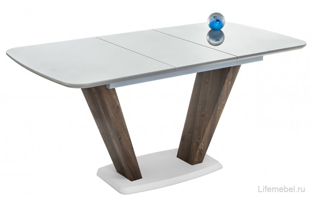 Стол на тумбе Петир 120(160)х80х75 серый / орех кантри