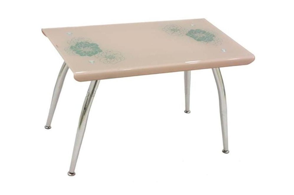 Стол стеклянный S57 110 pink (с цветком)