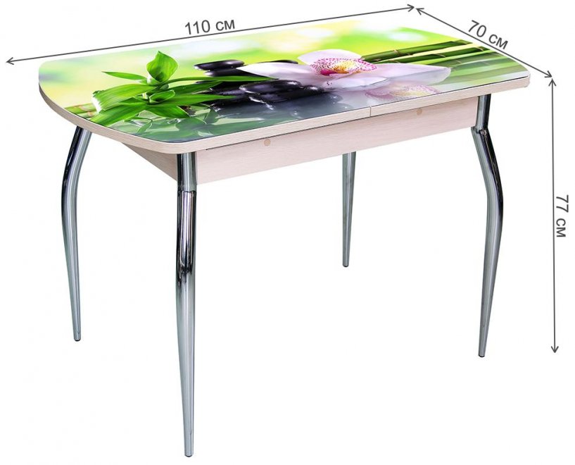 Стол Асти фото 2 хром / фотопечать №26 / дуб белёный