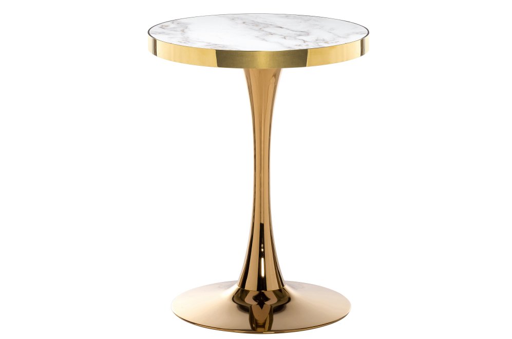 Стол Нилис 60 белый мрамор / золотой