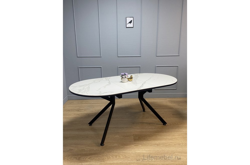 Стол DO1300 керамика мрамор белый / черный