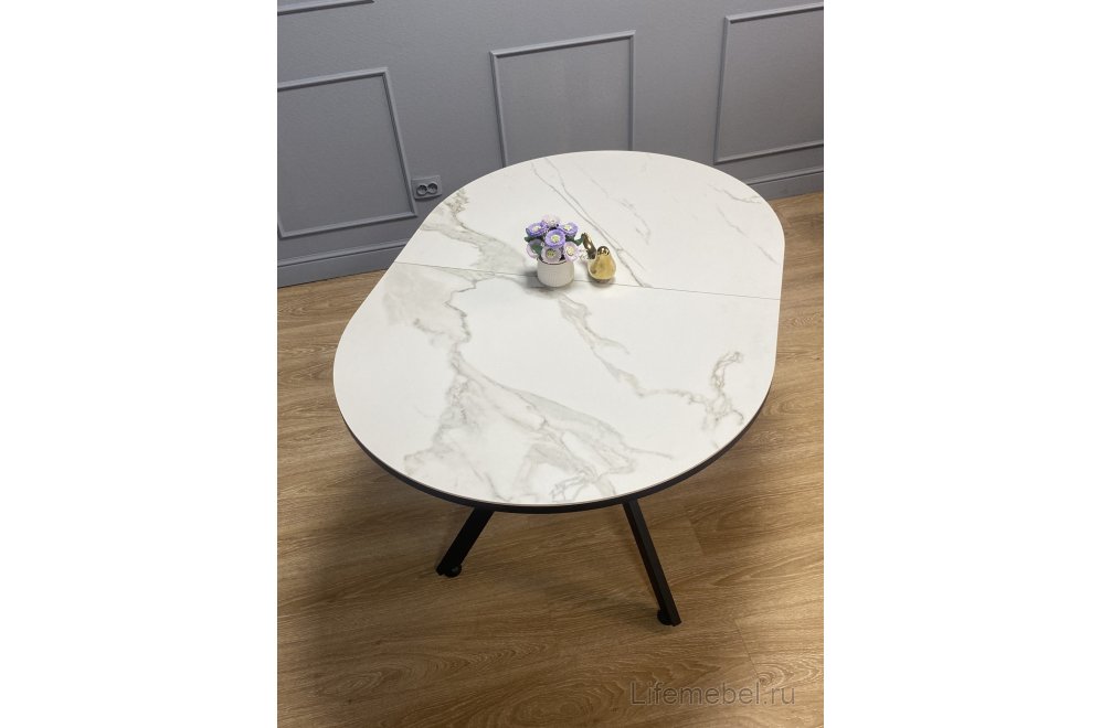 Стол DO1300 керамика мрамор белый / черный