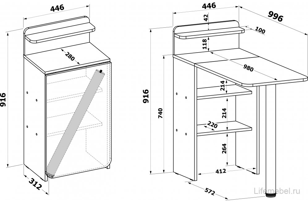 Стол-книжка СП-19 дуб сонома