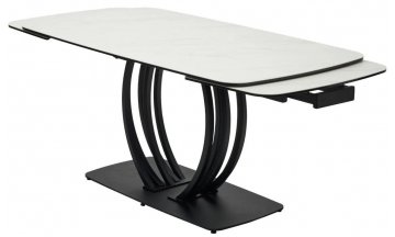 Керамический стол Matera 160 итальянская керамика marbles KL-99 белый мрамор матовый / черный