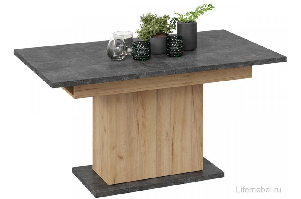 Стол на тумбе Детройт Тип 1 дуб крафт золотой / ателье темное