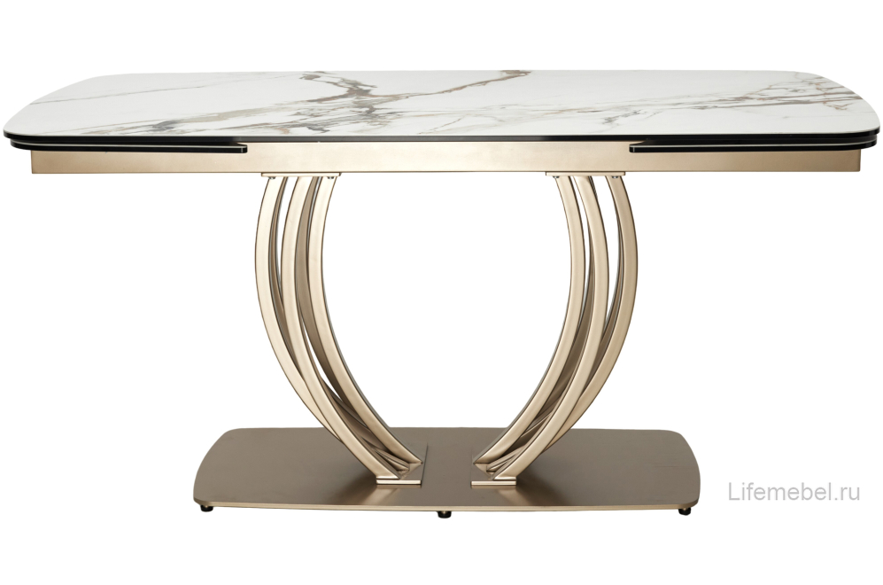 Стол на тумбе Matera 160 KL-188 итальянская керамика контрастный мрамор матовый / шампань