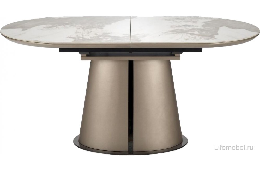 Керамический стол Robinson бежевый мрамор / капучино / черный