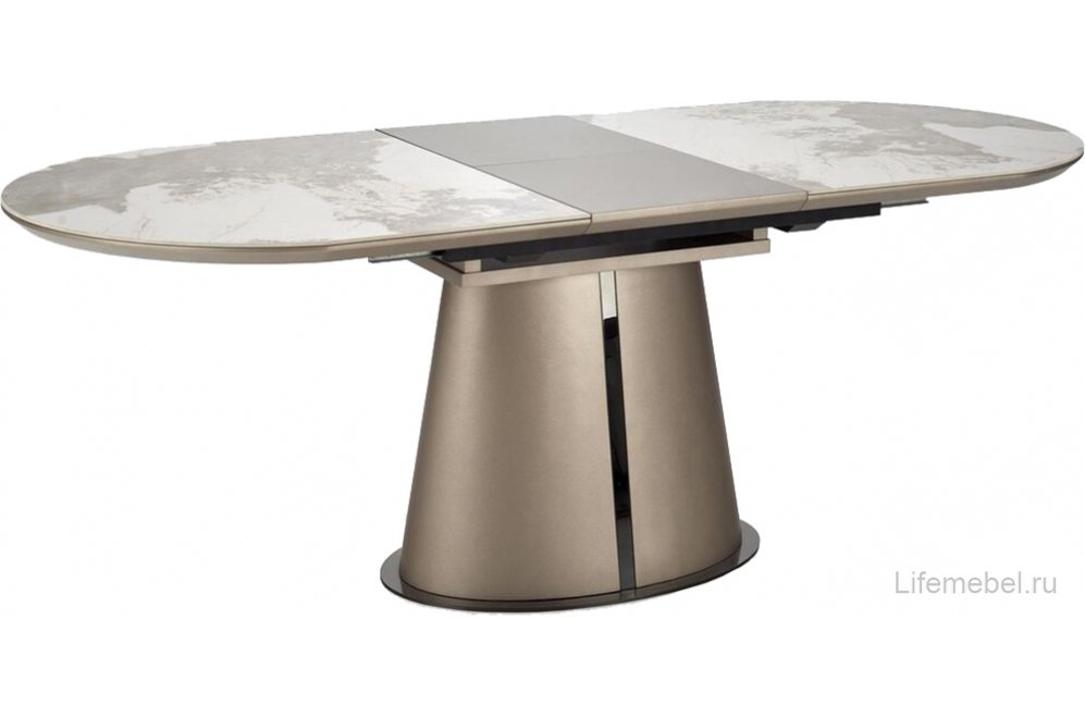 Керамический стол Robinson бежевый мрамор / капучино / черный