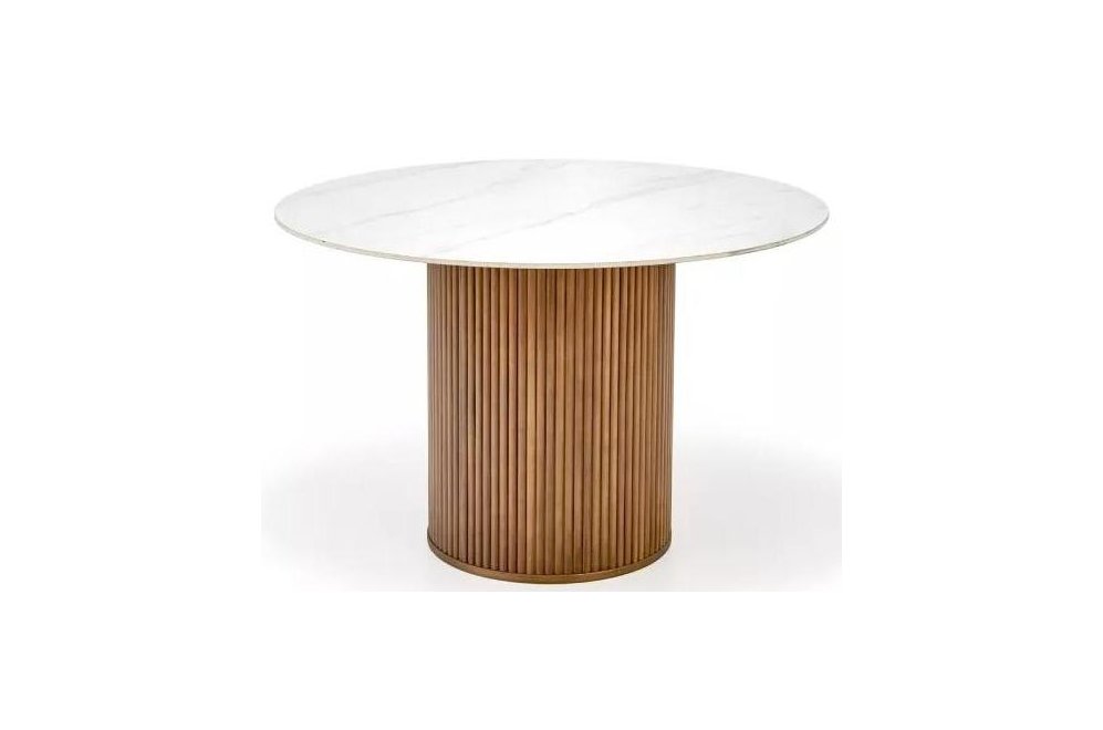 Керамический стол Bruno белый мрамор / ореховый