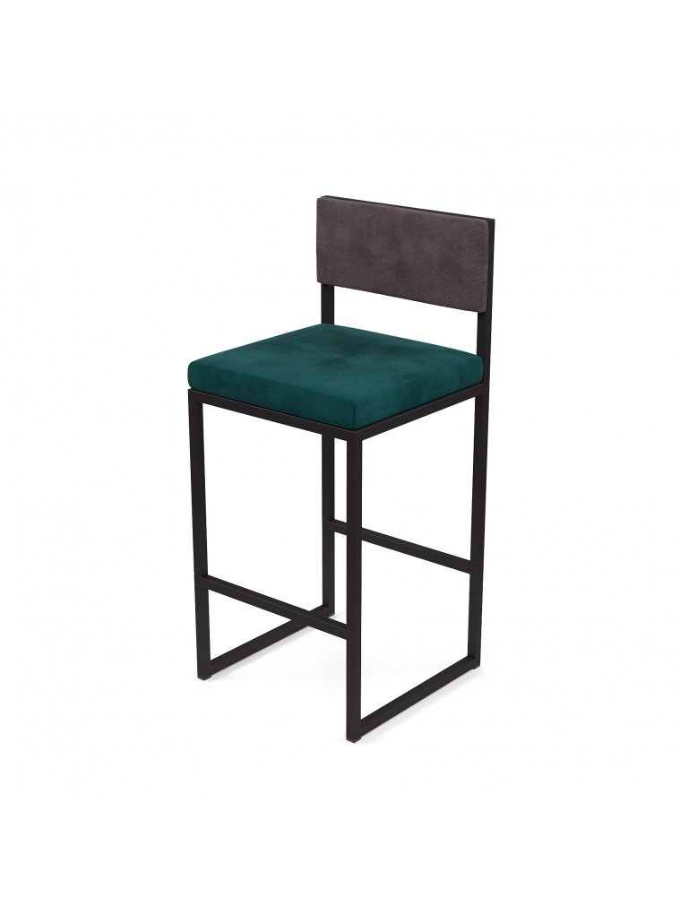 Барный стул Барнс-65 (400*400*650/900) velur azure/velur grey/черный