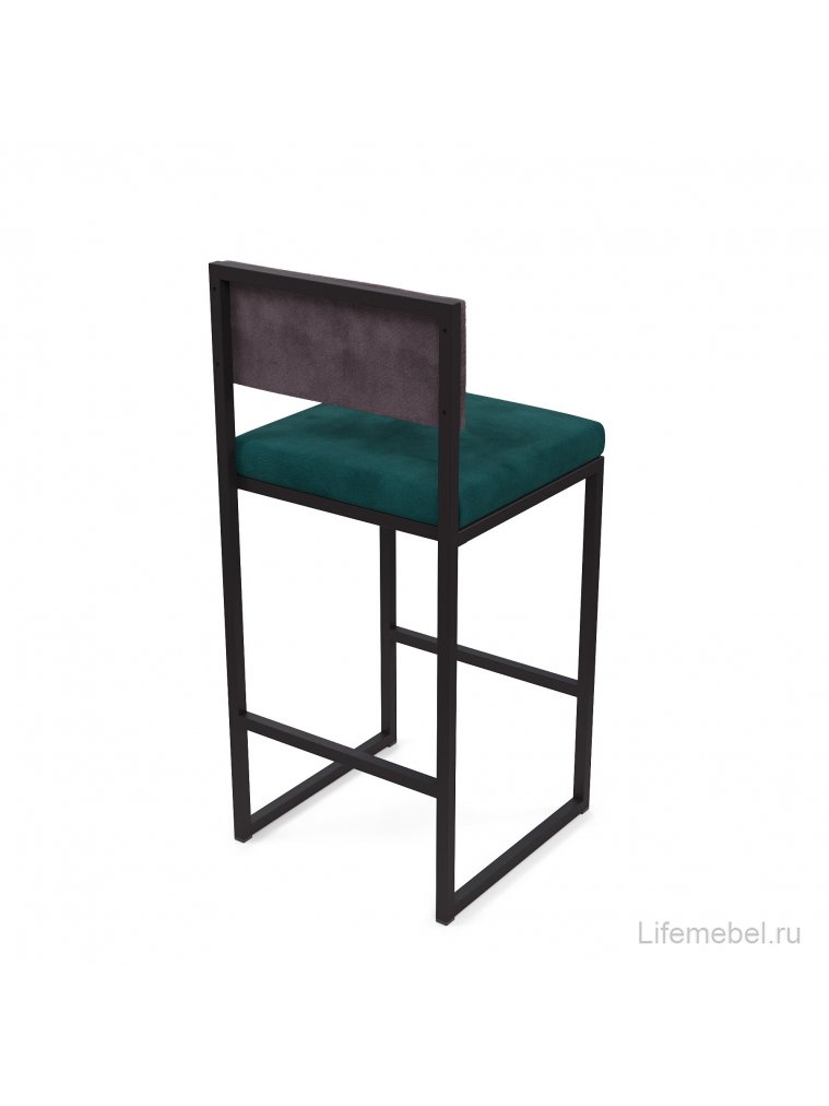 Барный стул Барнс-65 (400*400*650/900) velur azure/velur grey/черный
