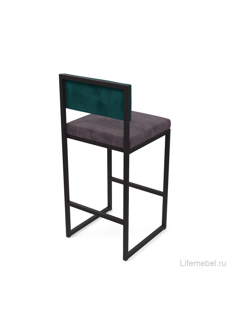 Барный стул Барнс-65 (400*400*650/900) velur grey/velur azure/черный