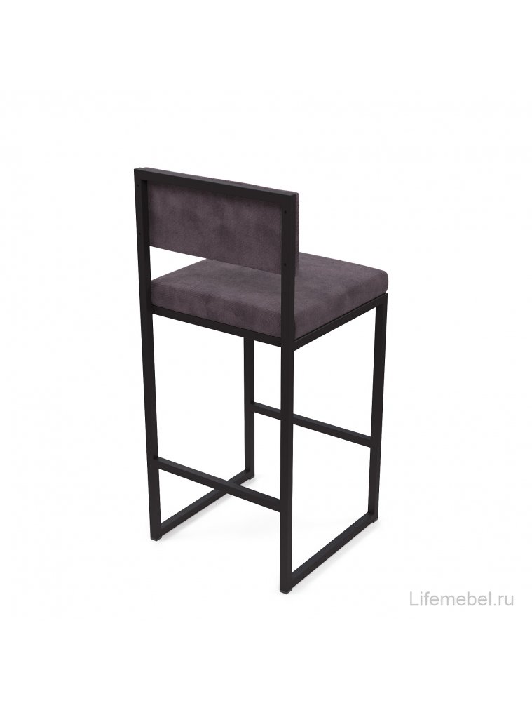 Барный стул Барнс-65 (400*400*650/900) velur grey/velur grey/черный