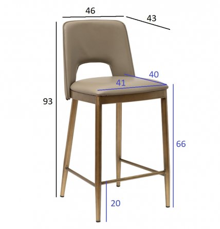 Барный стул 163YH-16574 экокожа бежевый / бронза