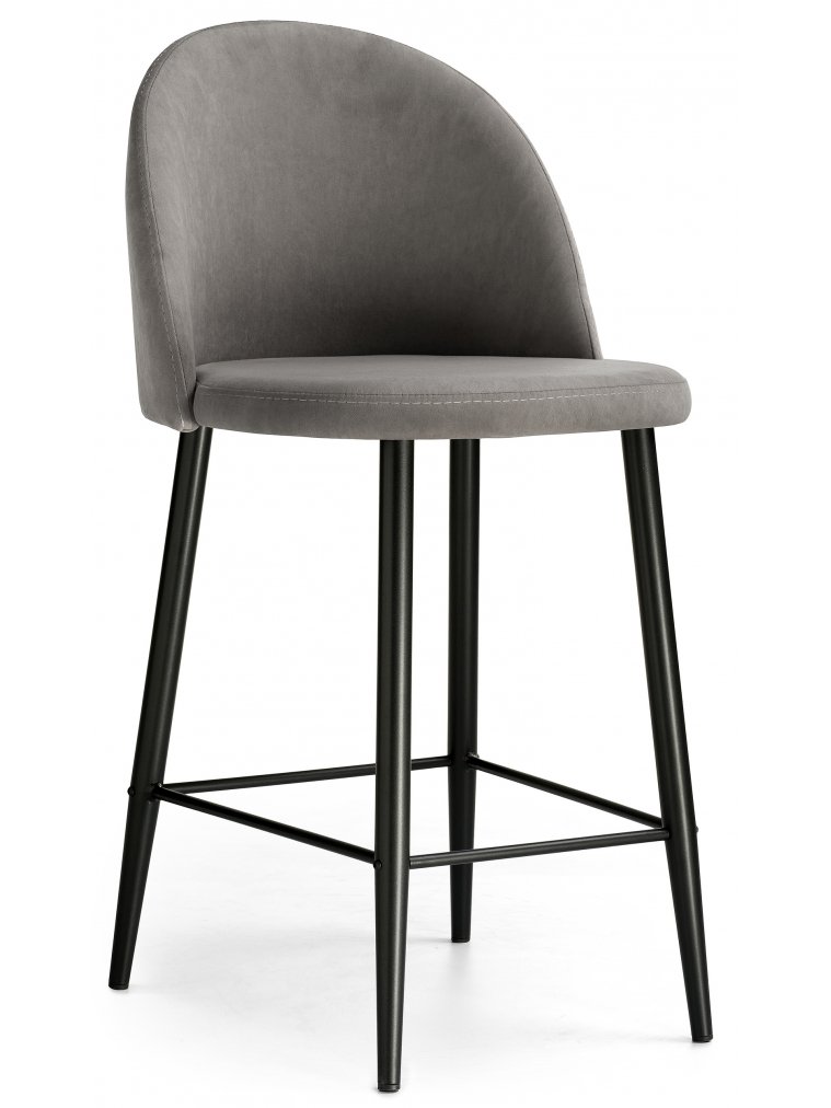 Барный стул Амизуре / Стул ДП2-17 \Делтон черный каркас серый микровелюр (catania silver)