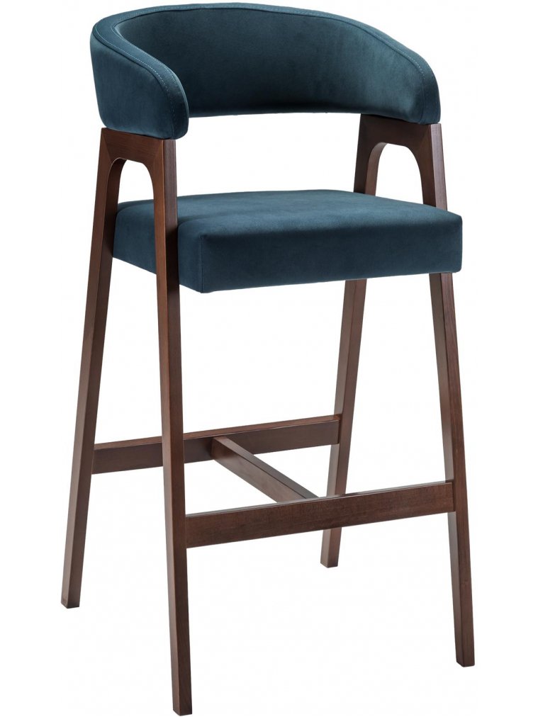Барный стул Baxter blue / темный орех