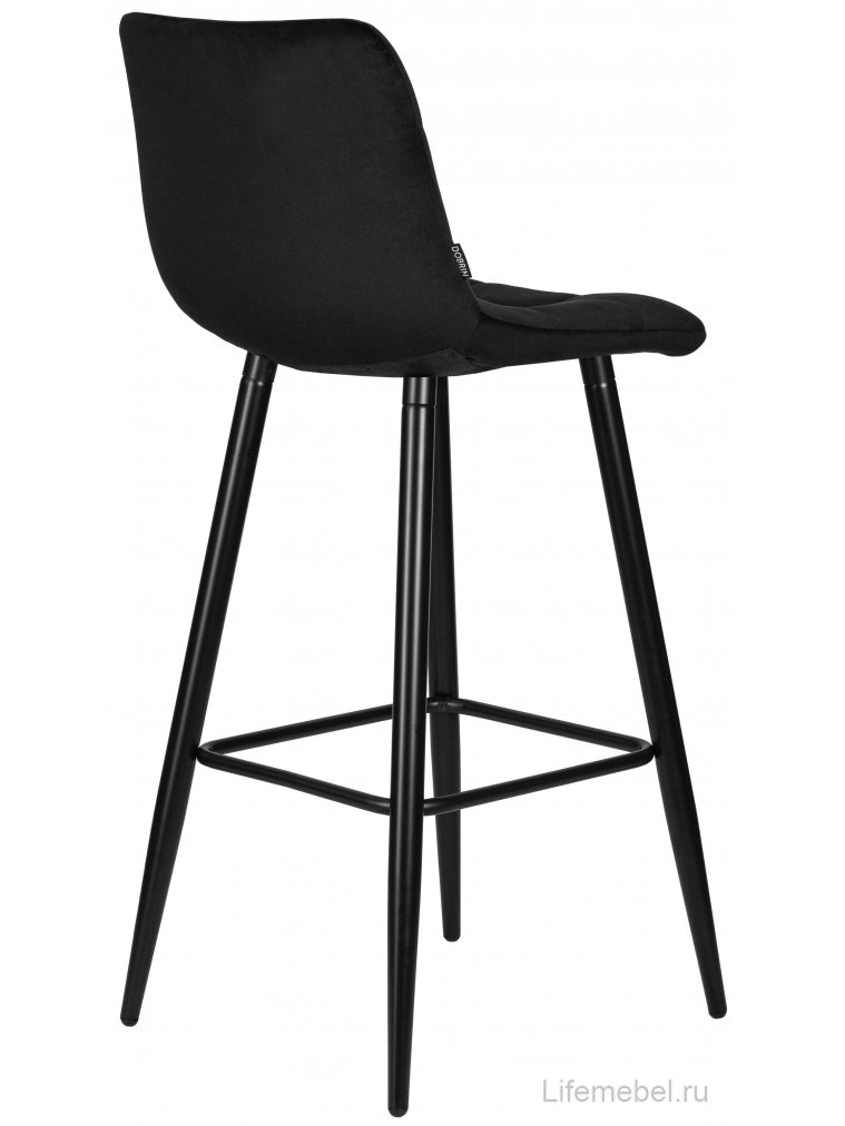 Барный стул Dobrin Nicole черные матовые ножки / черный велюр 108-77