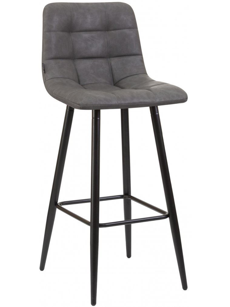 Барный стул Dobrin Nicole черные матовые ножки / серая антрацитовая винтажная экокожа RU-08